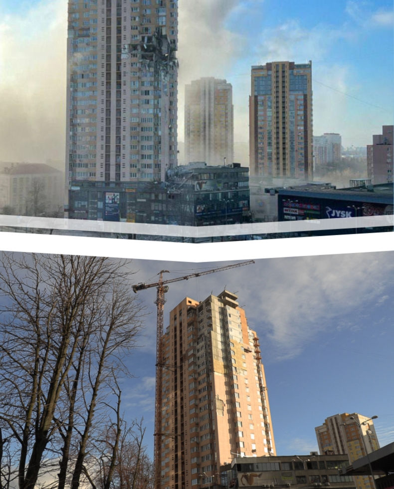 Проспект Лобановського, 6А: влучання ракети 26 лютого 2022 року